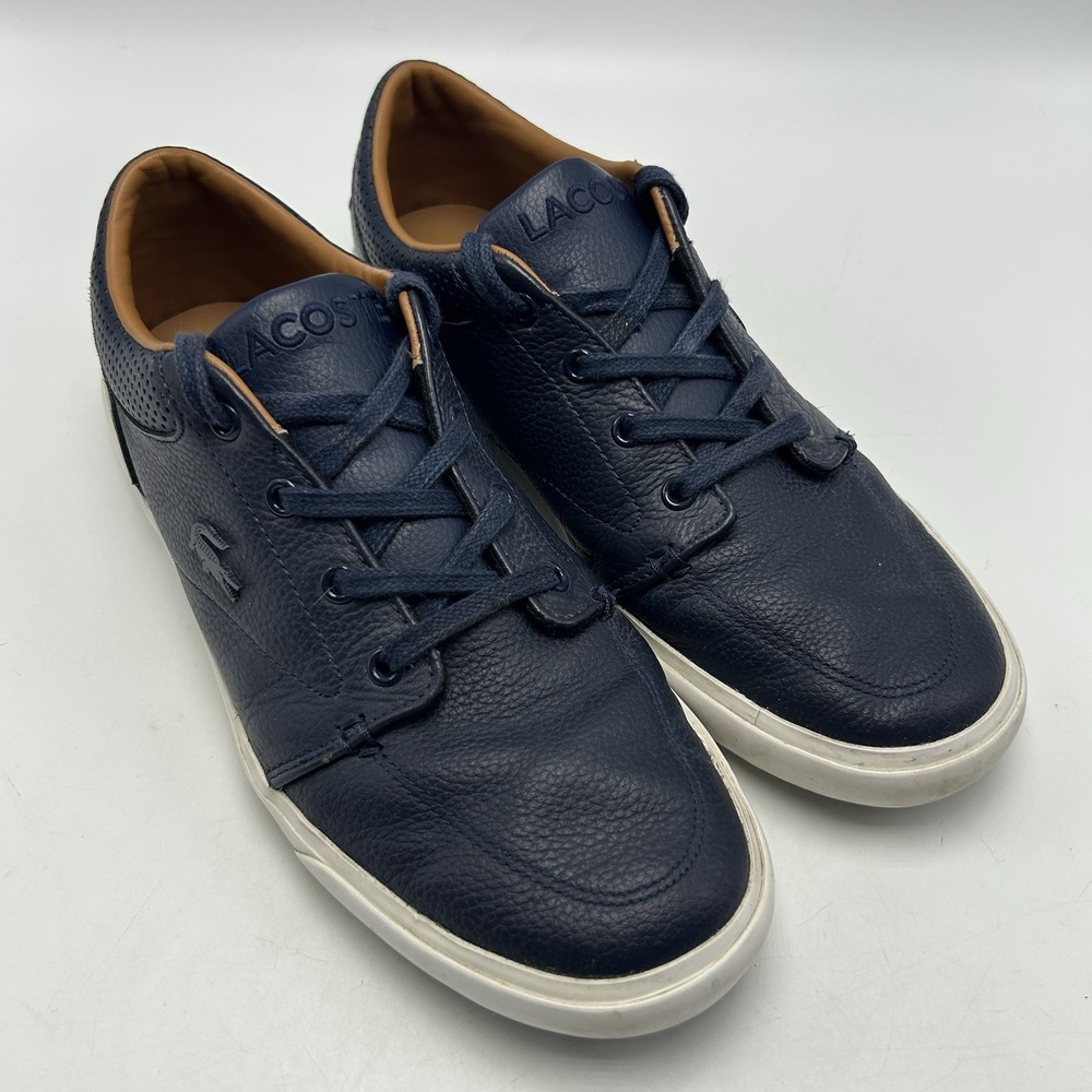 Lacoste Sneakers Mens 7 Bayliss Navy Leather Casual Lace Up Alligator Logo